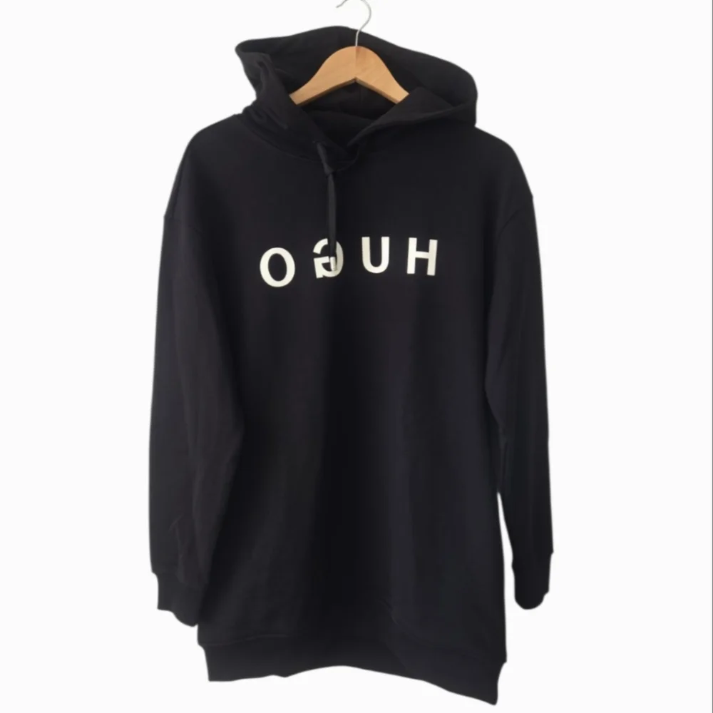 Hugo Boss Black Hooded Mend Sweatshirt Hoodie Unisex SZ S - Picture 1 of 9